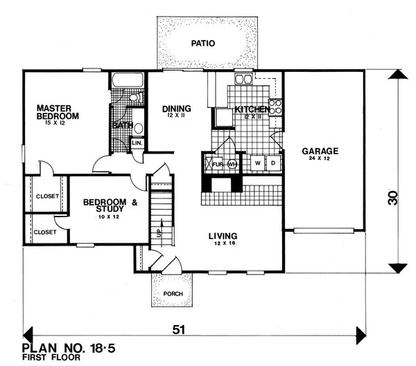 Dream House Plan - Floor Plan - Main Floor for Colonial House Plan #30-376 - 5 bed, 2 bath
