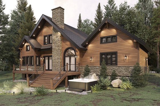 Exterior - Rear Elevation for Craftsman House Plan #23-2485 - 3 bed, 2.5 bath