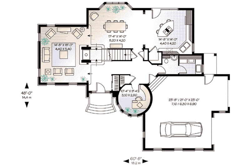 Home Plan - Floor Plan - Main Floor for European House Plan #23-405 - 3 bed, 2.5 bath