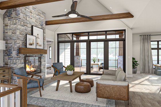 Interior - Family Room 1 for Beach House Plan #455-534 - 2 bed, 2 bath