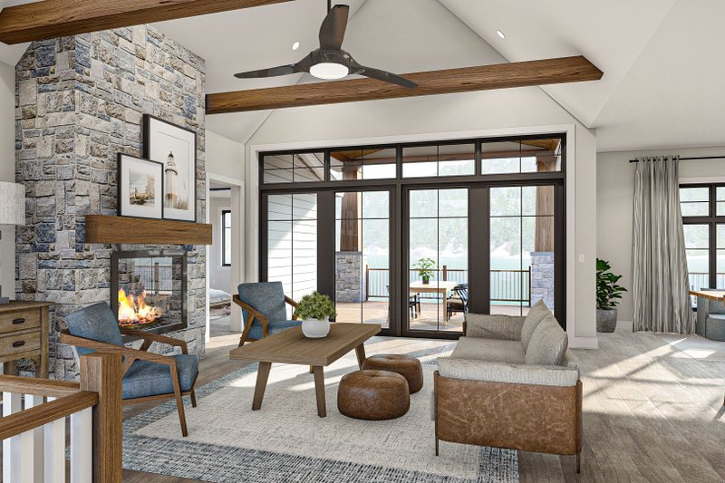 Architectural House Design - Interior - Family Room 1 for Beach House Plan #455-534 - 2 bed, 2 bath