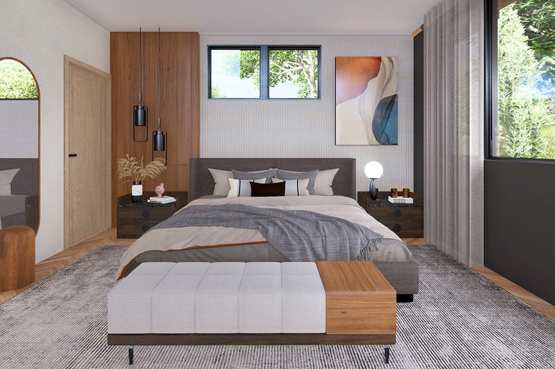 House Blueprint - Interior - Master Bedroom for Contemporary House Plan #124-1368 - 4 bed, 3.5 bath