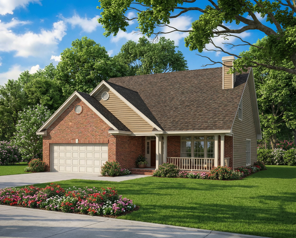 Exterior - Front Elevation 2 for Traditional House Plan #17-249 - 3 bed, 3 bath