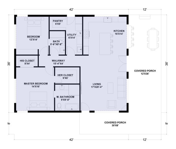 Barndominium Floor Plan - Main Floor Plan #1107-1