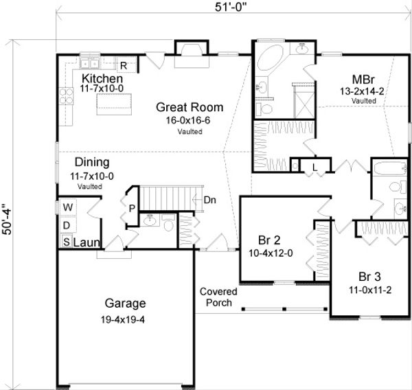 Dream House Plan - Ranch Floor Plan - Main Floor Plan #22-522