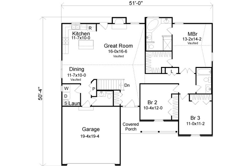 Home Plan - Floor Plan - Main Floor for Ranch House Plan #22-522 - 3 bed, 2.5 bath