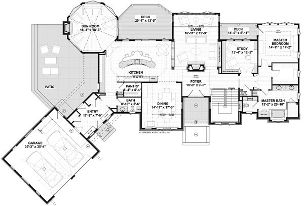 Architectural House Design - Traditional Floor Plan - Main Floor Plan #928-332