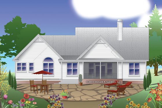 Exterior - Rear Elevation 1 for Country House Plan #929-8 - 3 bed, 2 bath