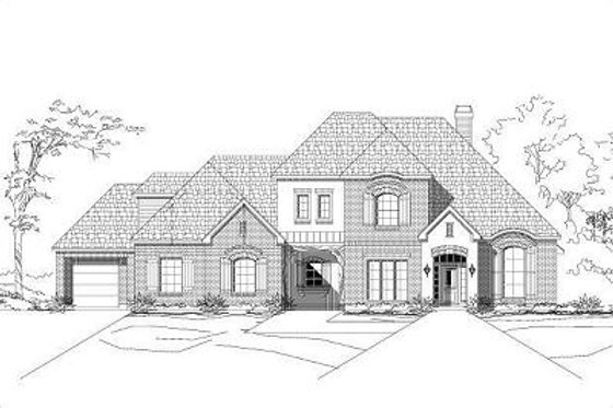 Exterior - Front Elevation for European House Plan #411-608 - 4 bed, 3.5 bath