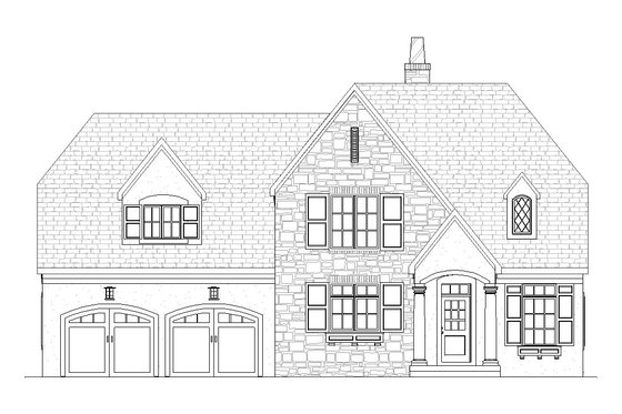 Exterior - Front Elevation 3 for European House Plan #901-65 - 4 bed, 3.5 bath