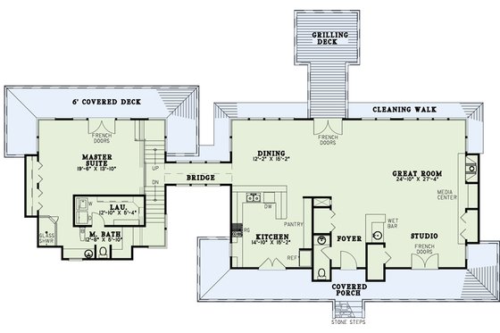 Floor Plan - Main Floor for Southern House Plan #17-559 - 2 bed, 2.5 bath