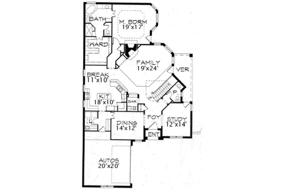 Floor Plan - Main Floor for European House Plan #141-104 - 3 bed, 3.5 bath