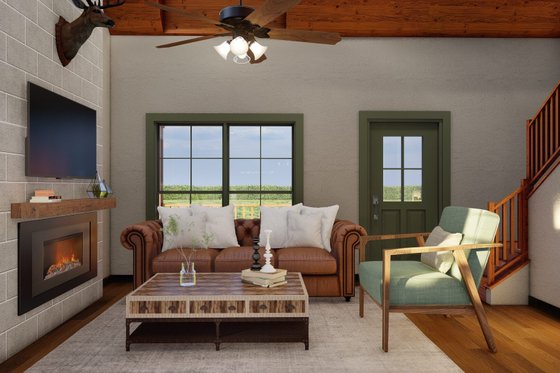 Interior - Family Room for Cabin House Plan #923-360 - 2 bed, 2 bath