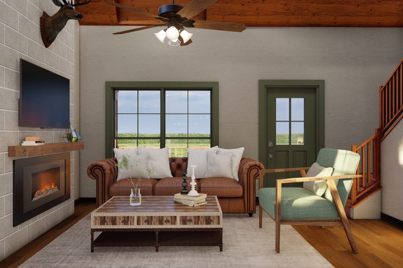 House Plan Design - Interior - Family Room for Cabin House Plan #923-360 - 2 bed, 2 bath