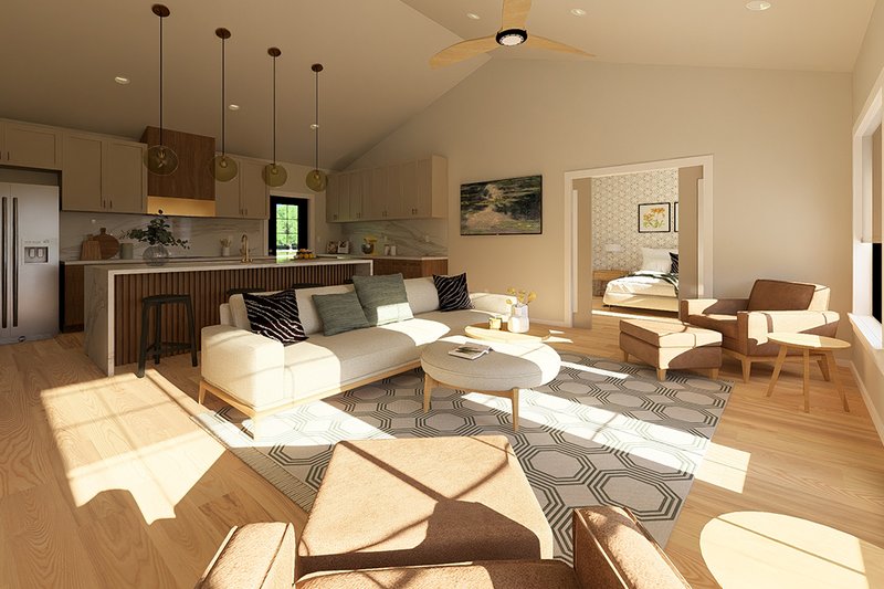 Dream House Plan - Interior - Family Room 1 for Farmhouse House Plan #126-297 - 2 bed, 2 bath