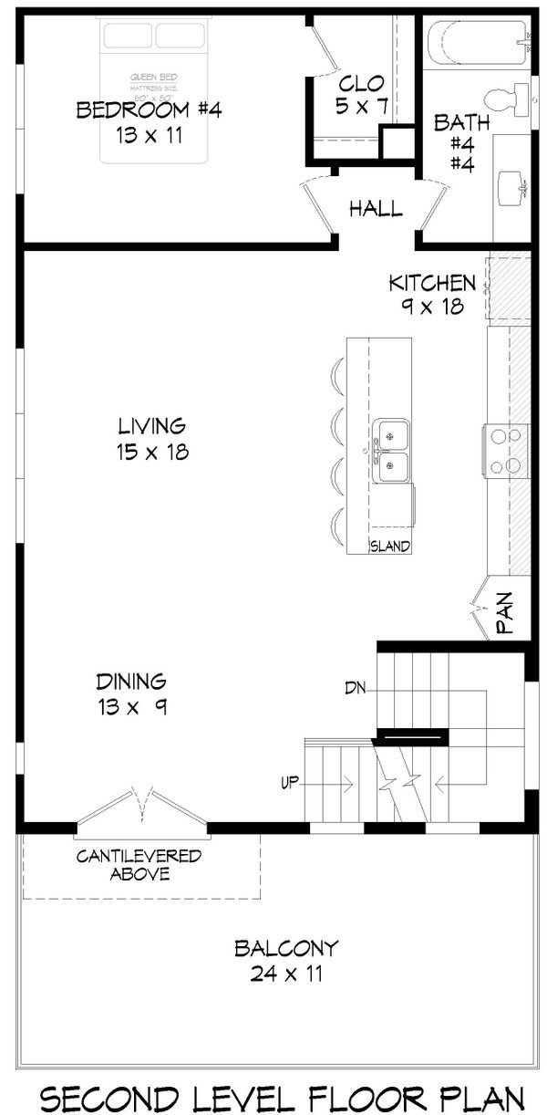 Contemporary Floor Plan - Upper Floor Plan #932-970