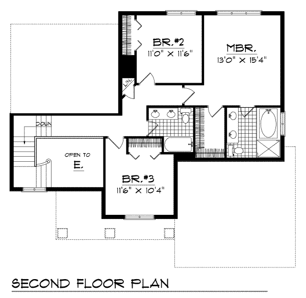 Home Plan - Traditional Floor Plan - Upper Floor Plan #70-285