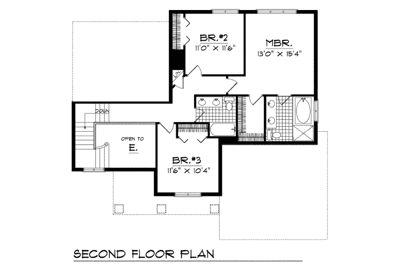 Home Plan - Floor Plan - Upper Floor for Traditional House Plan #70-285 - 3 bed, 2.5 bath