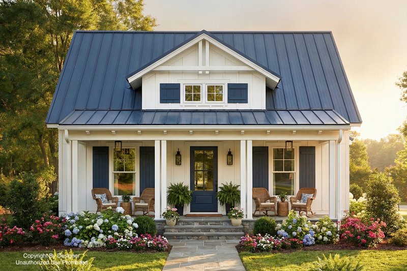 Farmhouse Style House Plan - 1 Beds 1 Baths 855 Sq/Ft Plan #51-1434 Exterior