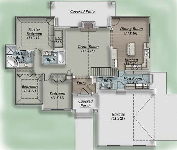 Architectural House Design - Traditional Floor Plan - Main Floor Plan #5-110