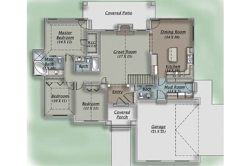 Home Plan - Floor Plan - Main Floor for Traditional House Plan #5-110 - 3 bed, 2.5 bath