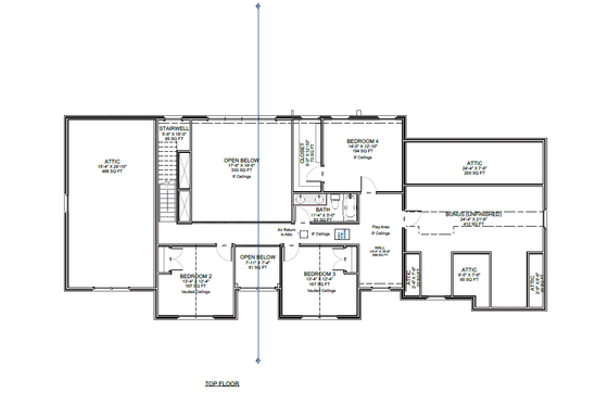 Floor Plan - Upper Floor for Contemporary House Plan #1116-8 - 4 bed, 3.5 bath