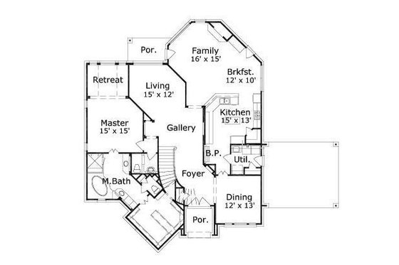Floor Plan - Main Floor for European House Plan #411-794 - 4 bed, 3.5 bath