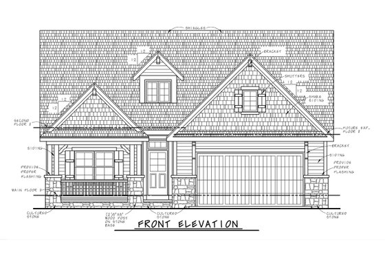 Exterior - Front Elevation 4 for Craftsman House Plan #20-2254 - 4 bed, 3.5 bath