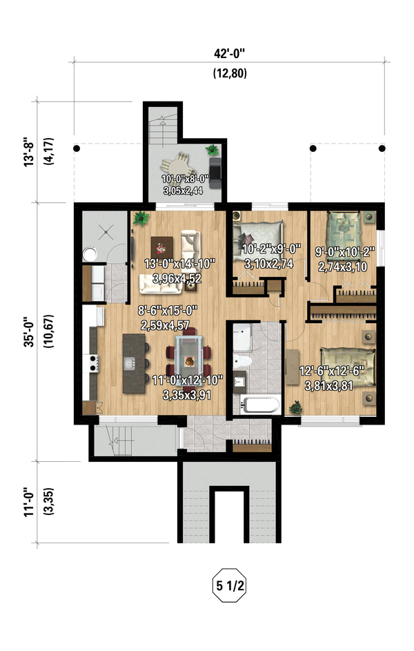 Contemporary Floor Plan - Lower Floor Plan #25-5031