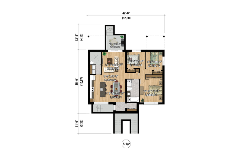 Architectural House Design - Floor Plan - Lower Floor for Contemporary House Plan #25-5031 - 9 bed, 3 bath