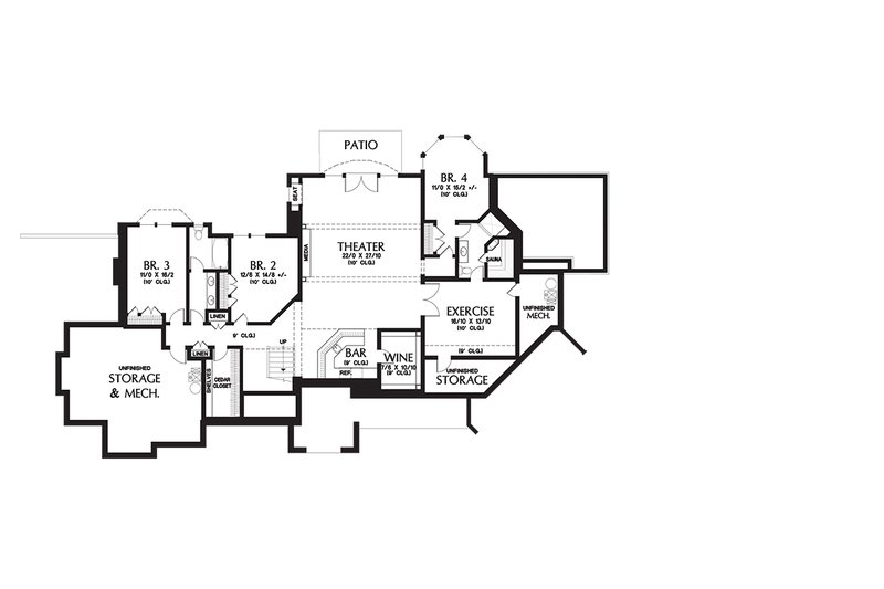 Architectural House Design - Floor Plan - Lower Floor for European House Plan #48-654 - 4 bed, 4.5 bath