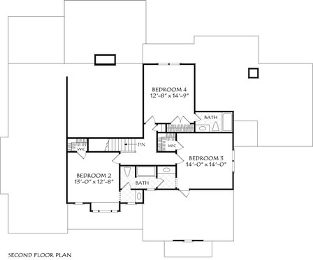 Floor Plan - Upper Floor for Farmhouse House Plan #927-1025 - 4 bed, 3.5 bath