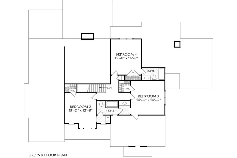 Dream House Plan - Floor Plan - Upper Floor for Farmhouse House Plan #927-1025 - 4 bed, 3.5 bath