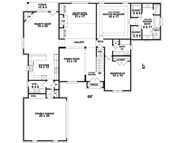 Floor Plan - Main Floor for European House Plan #81-1191 - 4 bed, 3 bath