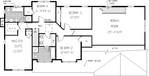 Country Floor Plan - Upper Floor Plan #3-224