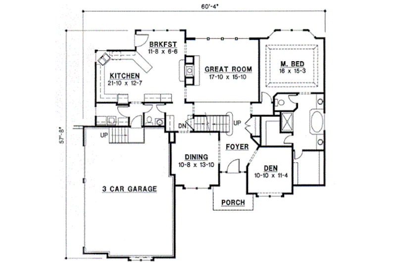 European Style House Plan - 4 Beds 3.5 Baths 2728 Sq/Ft Plan #67-412 ...