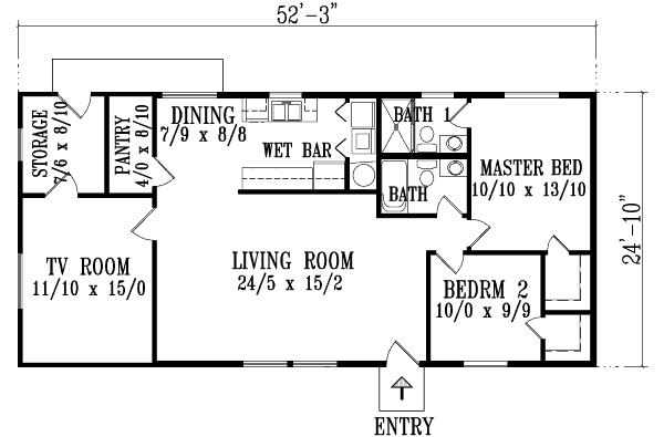 House Blueprint - Adobe / Southwestern Floor Plan - Main Floor Plan #1-1078