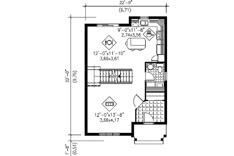 Dream House Plan - Floor Plan - Main Floor for Traditional House Plan #25-268 - 3 bed, 1.5 bath