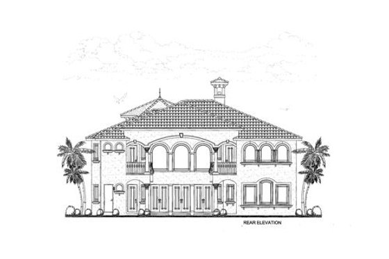 Exterior - Rear Elevation for Mediterranean House Plan #420-160 - 4 bed, 5.5 bath