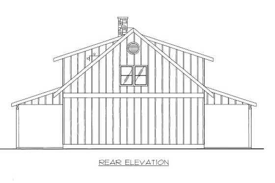 Exterior - Rear Elevation for Country House Plan #117-687 - 2 bed, 2 bath