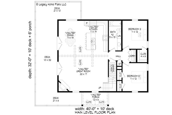 Floor Plan - Main Floor for Country House Plan #932-695 - 3 bed, 2 bath
