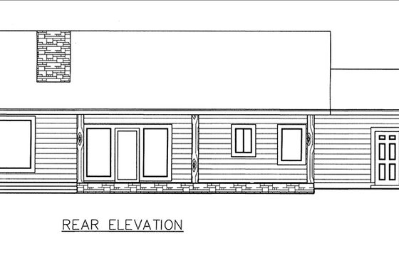 Exterior - Rear Elevation for Ranch House Plan #117-882 - 3 bed, 2 bath