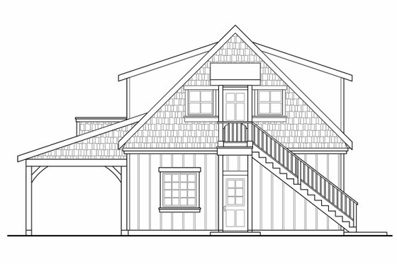 Exterior - Rear Elevation for Craftsman House Plan #124-1142, 1 bath