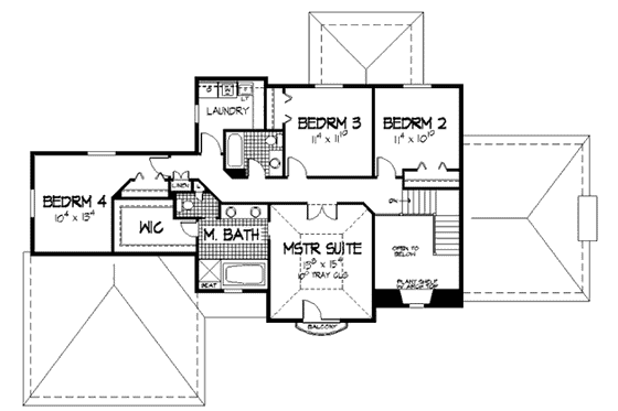 Floor Plan - Upper Floor for European House Plan #51-138 - 4 bed, 2.5 bath