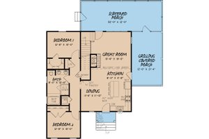Floor Plan - Main Floor for Craftsman House Plan #923-13 - 3 bed, 2 bath