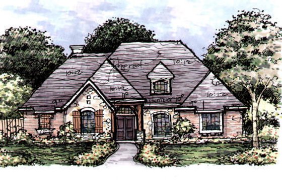 Exterior - Front Elevation for European House Plan #141-314 - 4 bed, 3 bath