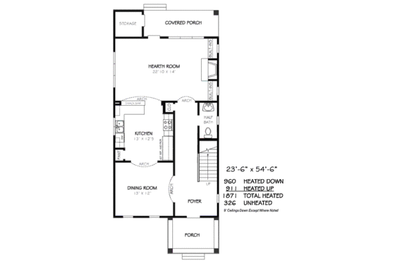 Floor Plan - Main Floor for Traditional House Plan #424-209 - 3 bed, 2.5 bath
