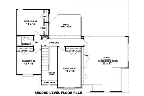 Floor Plan - Upper Floor for Traditional House Plan #81-13726 - 4 bed, 2.5 bath