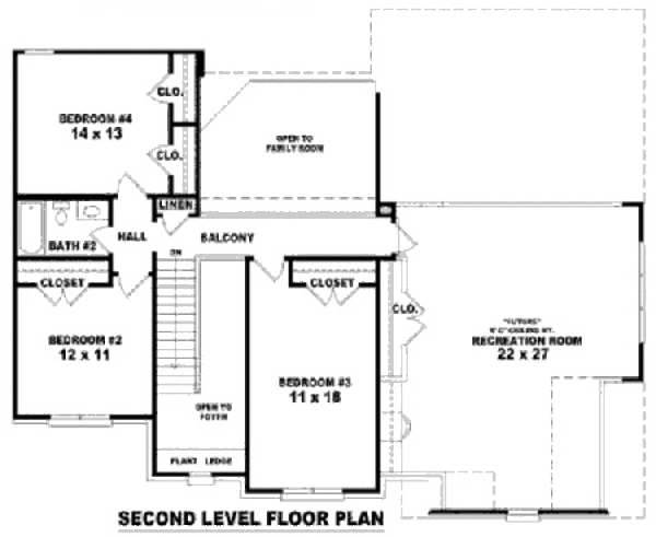 Traditional Floor Plan - Upper Floor Plan #81-13726