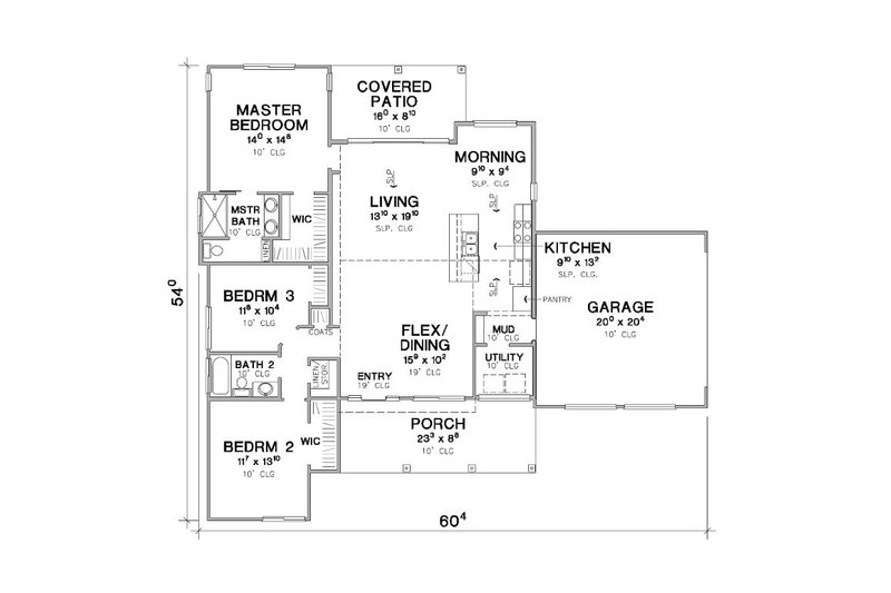 House Blueprint - Floor Plan - Main Floor for European House Plan #472-445 - 3 bed, 2 bath